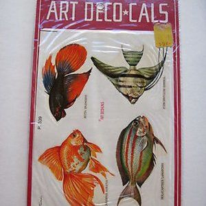 Vintage Italian Art Deco Decals w/ Colorful Fish & Their Scientific Names